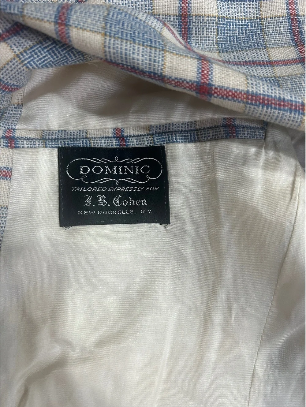 Dominic Tailored Plaid Sport Coat for H.B. Cohen, New Rochelle, NY
